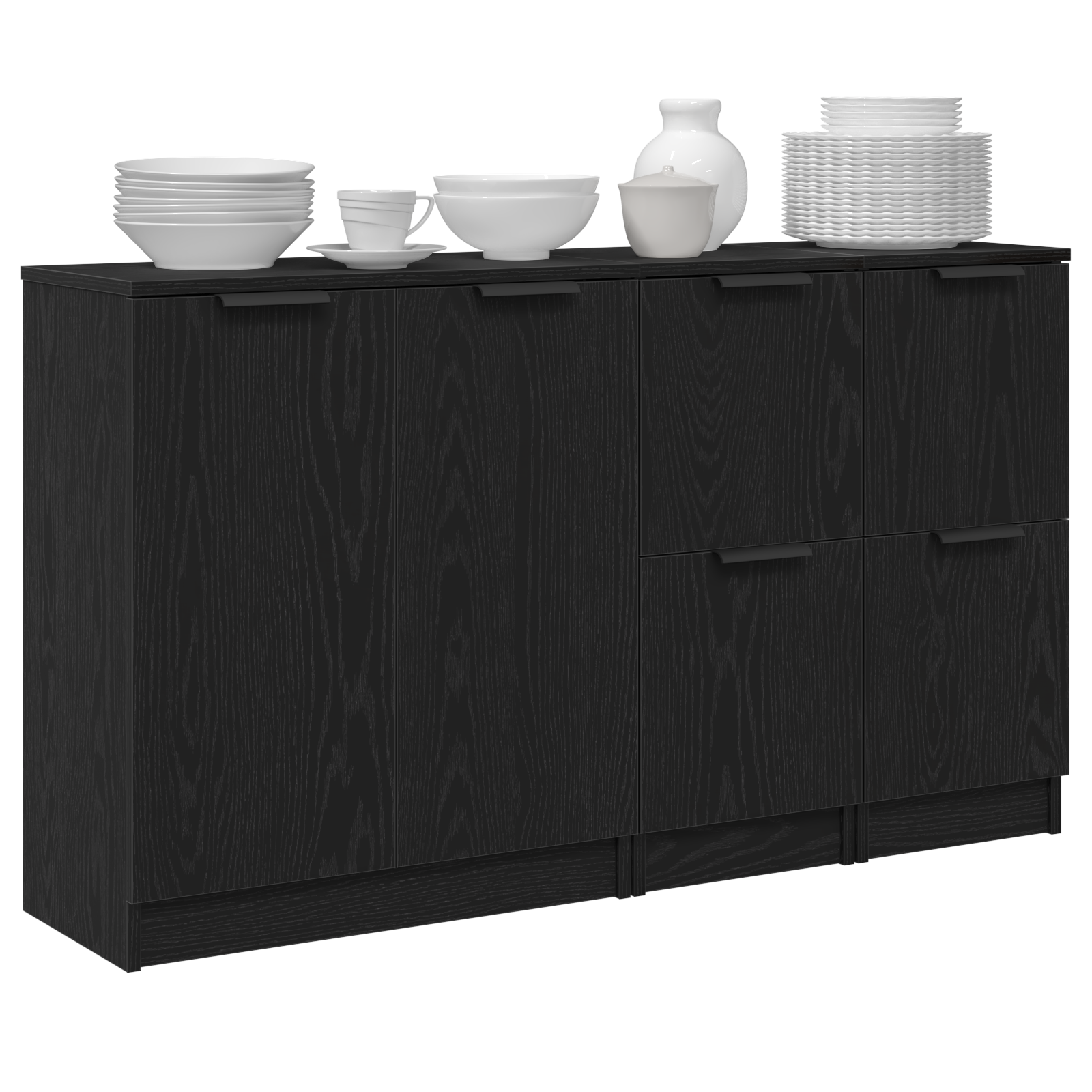 Kreveta 3 pcs Crni hrast Konstruirano drvo