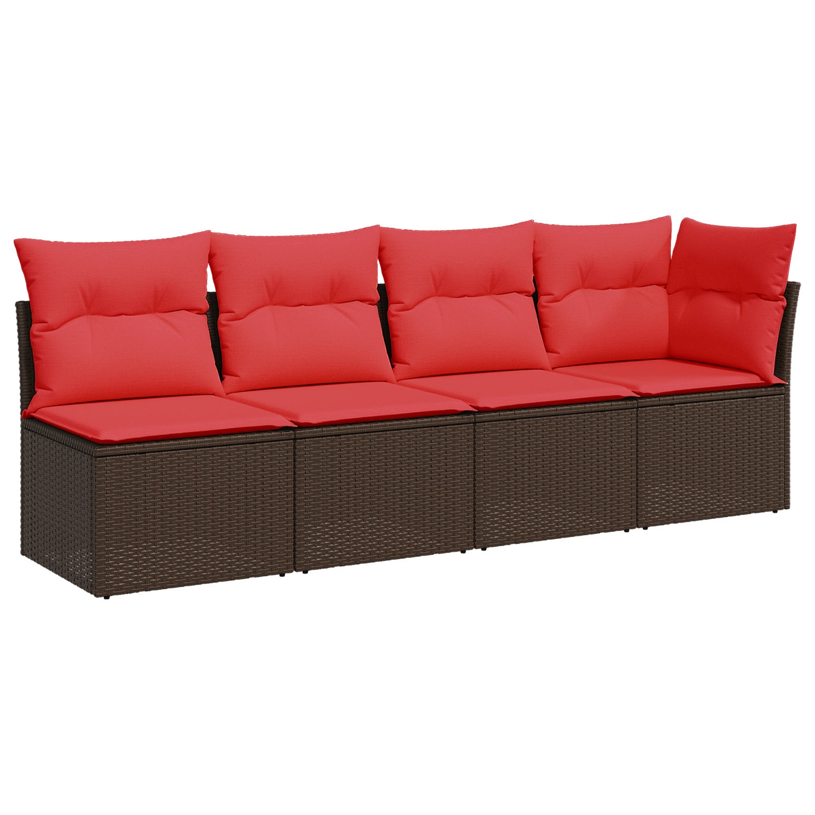 Vrtna sofa s jastucima za 4 osobe, smeđa, poliratan