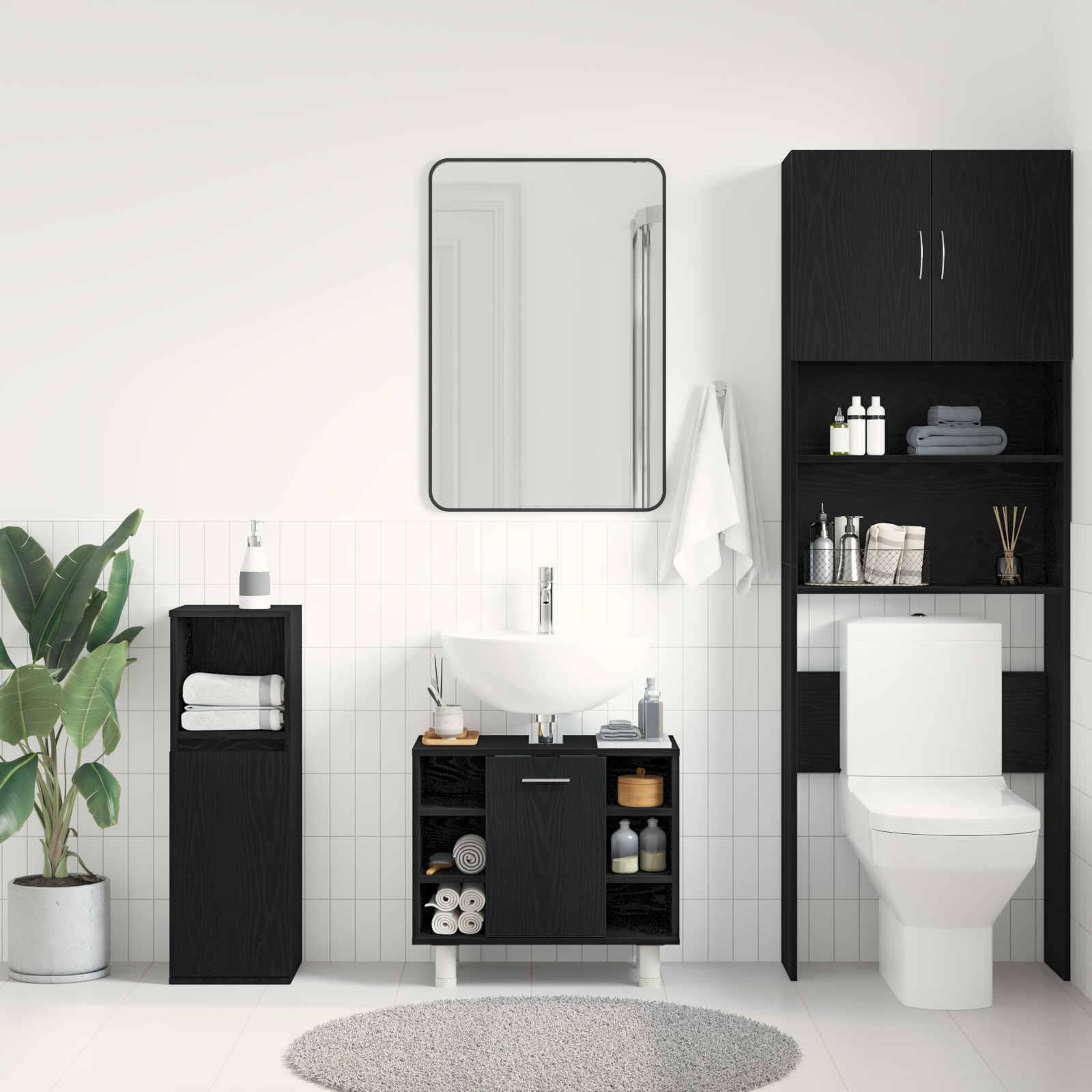 Kupaonski ormar Crni hrast 60 x 32 x 54 cm Konstruirano drvo