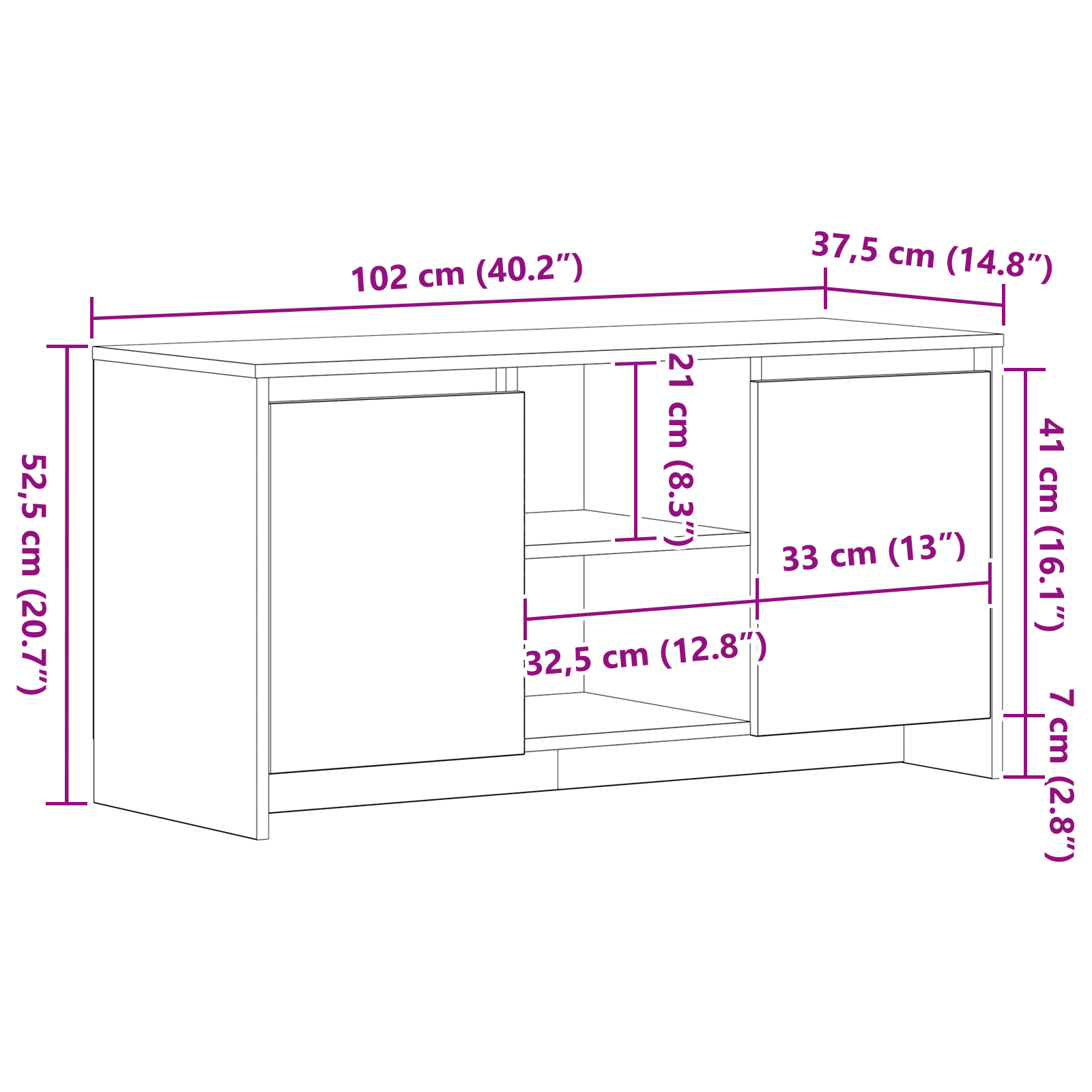 TV ormar Crni hrast 102 x 37,5 x 52,5 cm Konstruirano drvo