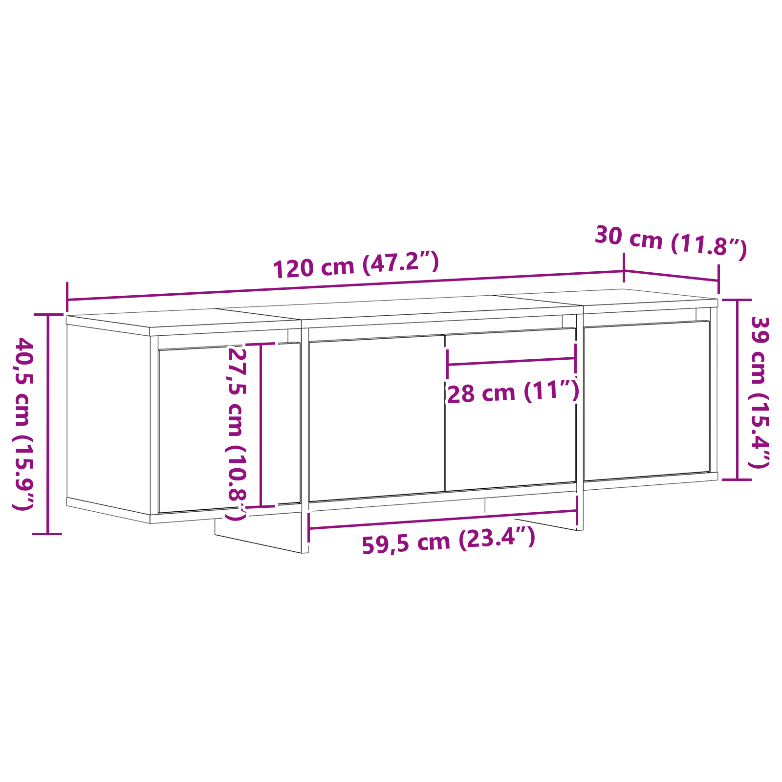 TV ormar Crni hrast 120 x 30 x 40,5 cm Konstruirano drvo