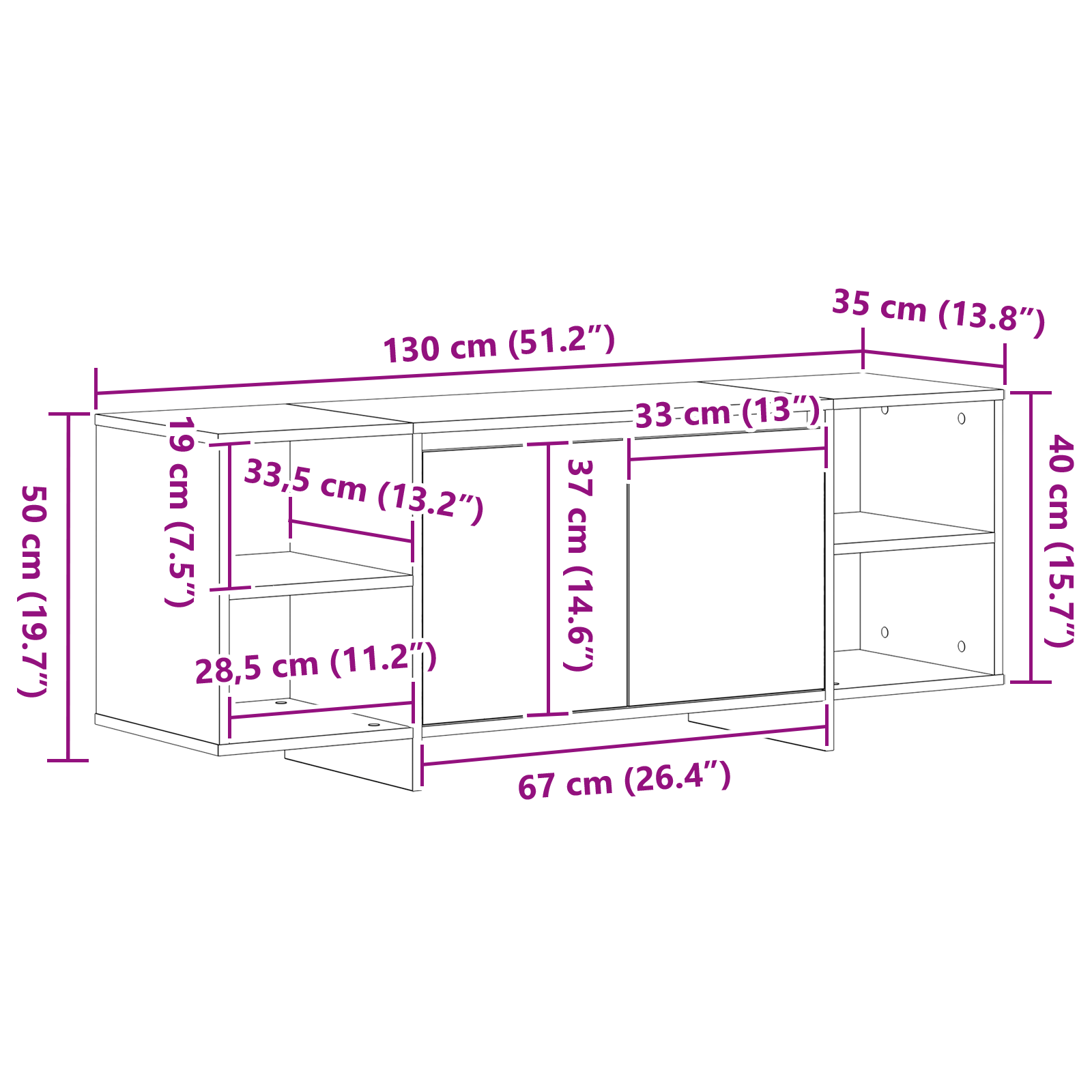 TV ormar 130 x 35 x 50 cm Crni hrast Konstruirano drvo