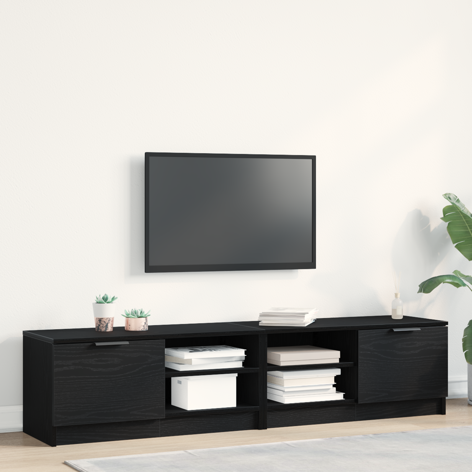 TV ormar 2 pcs Crni hrast 80 x 35 x 36,5 cm Konstruirano drvo