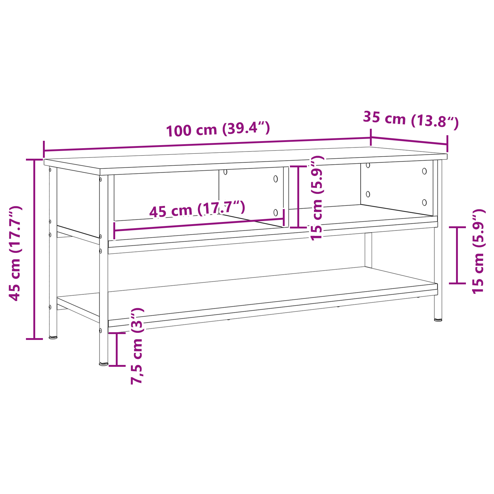 Set TV komoda Crni hrast 100 x 35 x 45 cm Konstruirano drvo