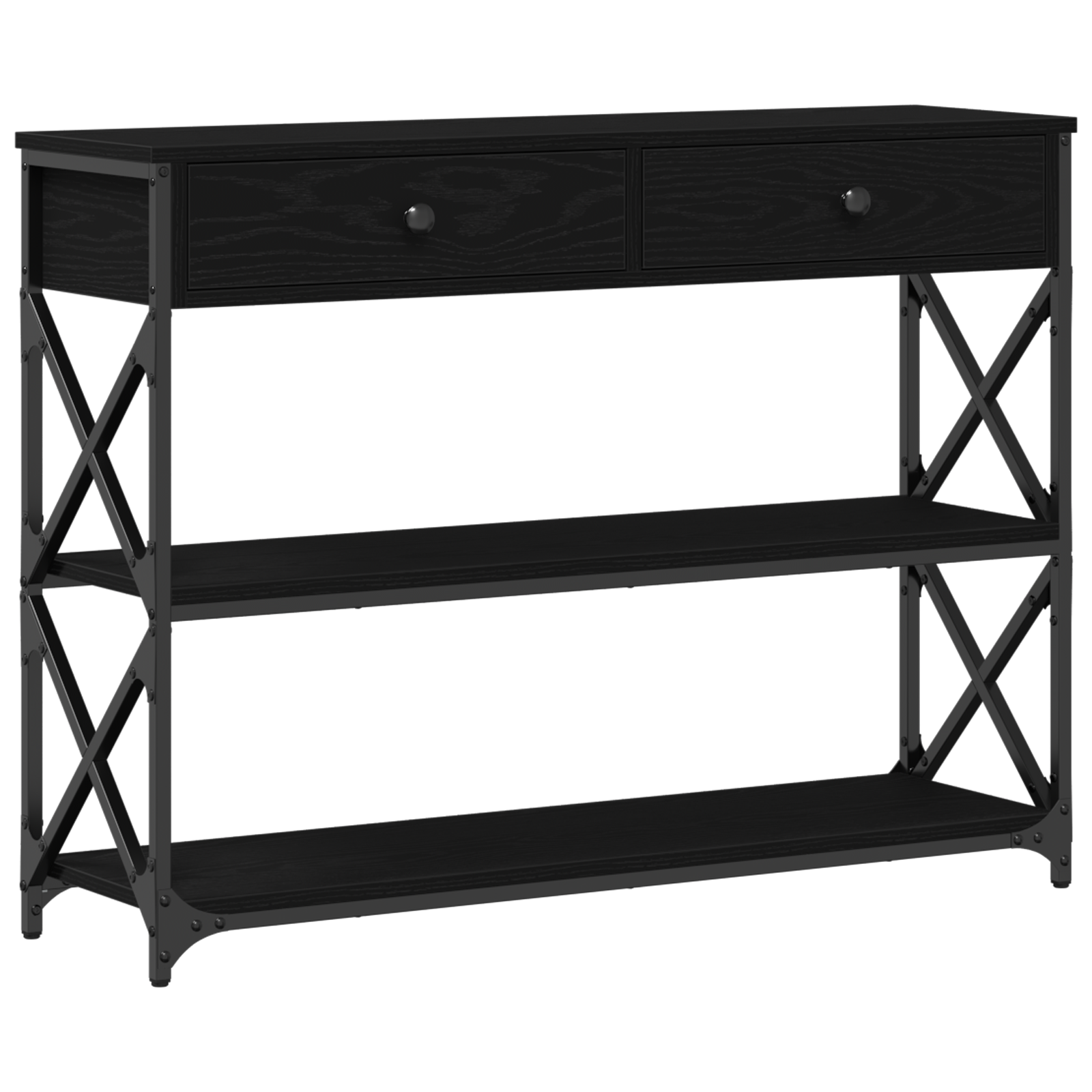 Konzolna stolica s ladicama Crni hrast 100 x 28 x 75 cm