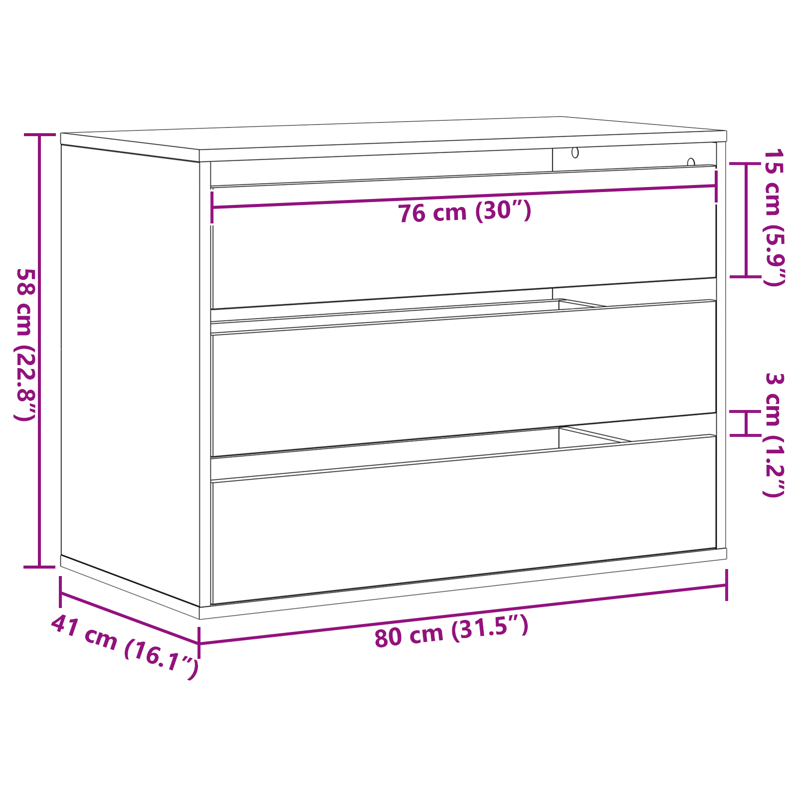 Ormar s ladicama Crna 80 x 41 x 58 cm Konstruirano drvo