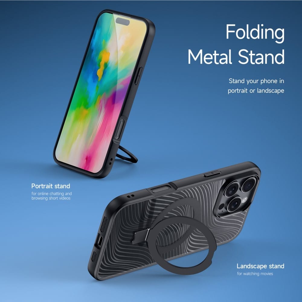 Dux Ducis Aimo Mag maska sa MagSafe i postoljem za iPhone 16 Pro Max – crna