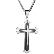 Ogrlica JO-34099 Cross - Srebrna / Crna KP34099