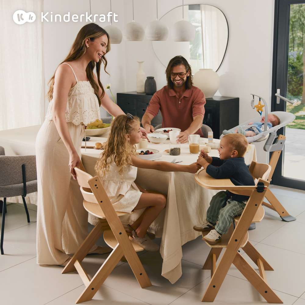 Kinderkraft hranilica Enock wooden + njihaljka Calmee siva