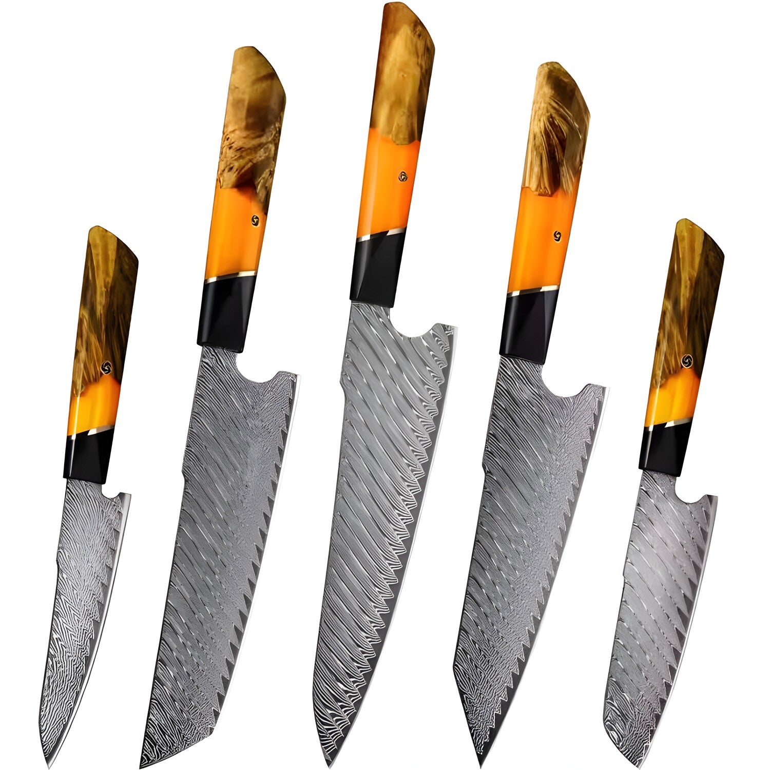 Set damaškovih kuhinjskih noževa KU-38063 - Narančasta KP38063