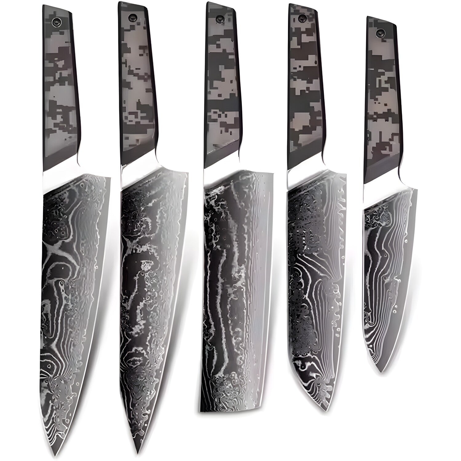 Set damaškovih kuhinjskih noževa TA-37579 - Crna / Siva KP37579