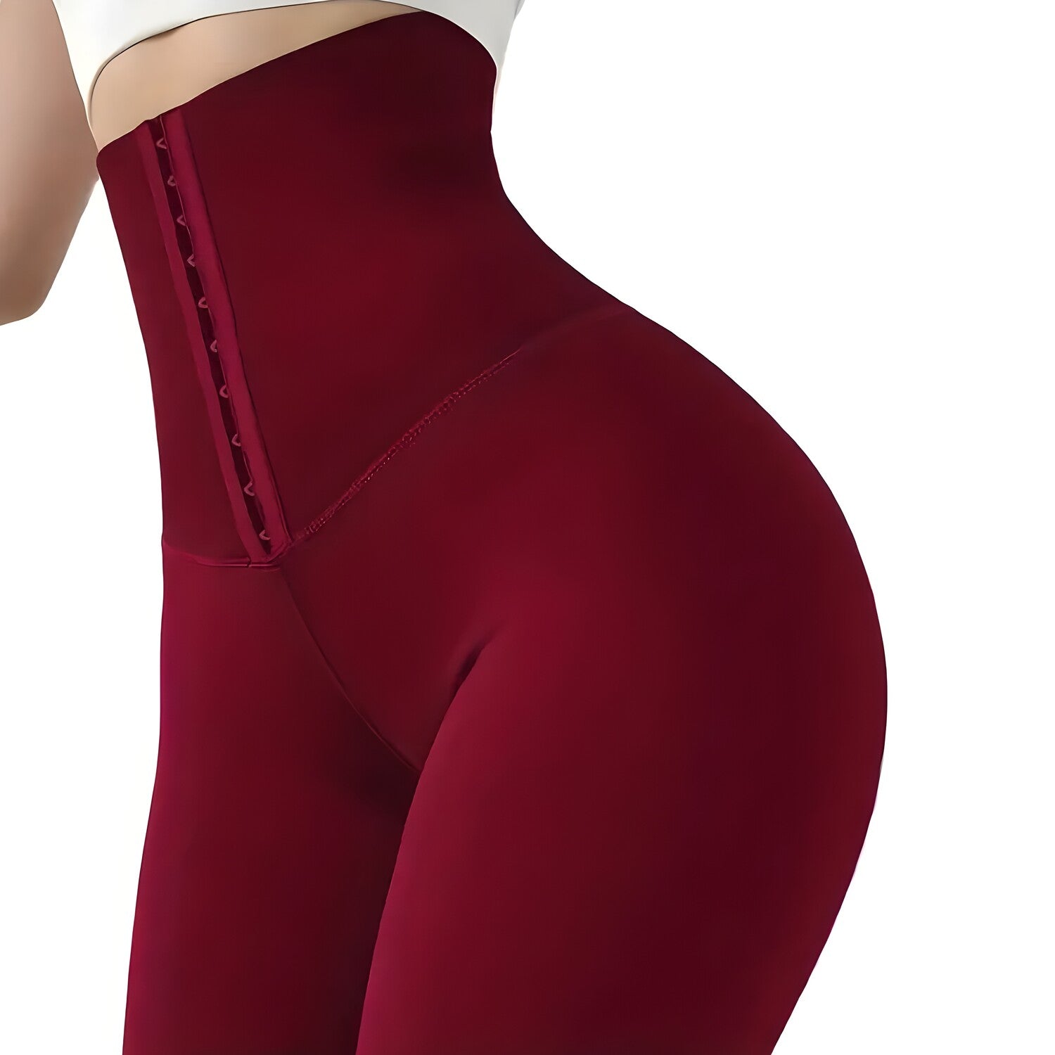 Tajice s visokim pojasom na zakopčavanje - Bordo / XL KP30266