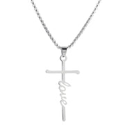 Ogrlica Love Cross - Srebrna KP28444
