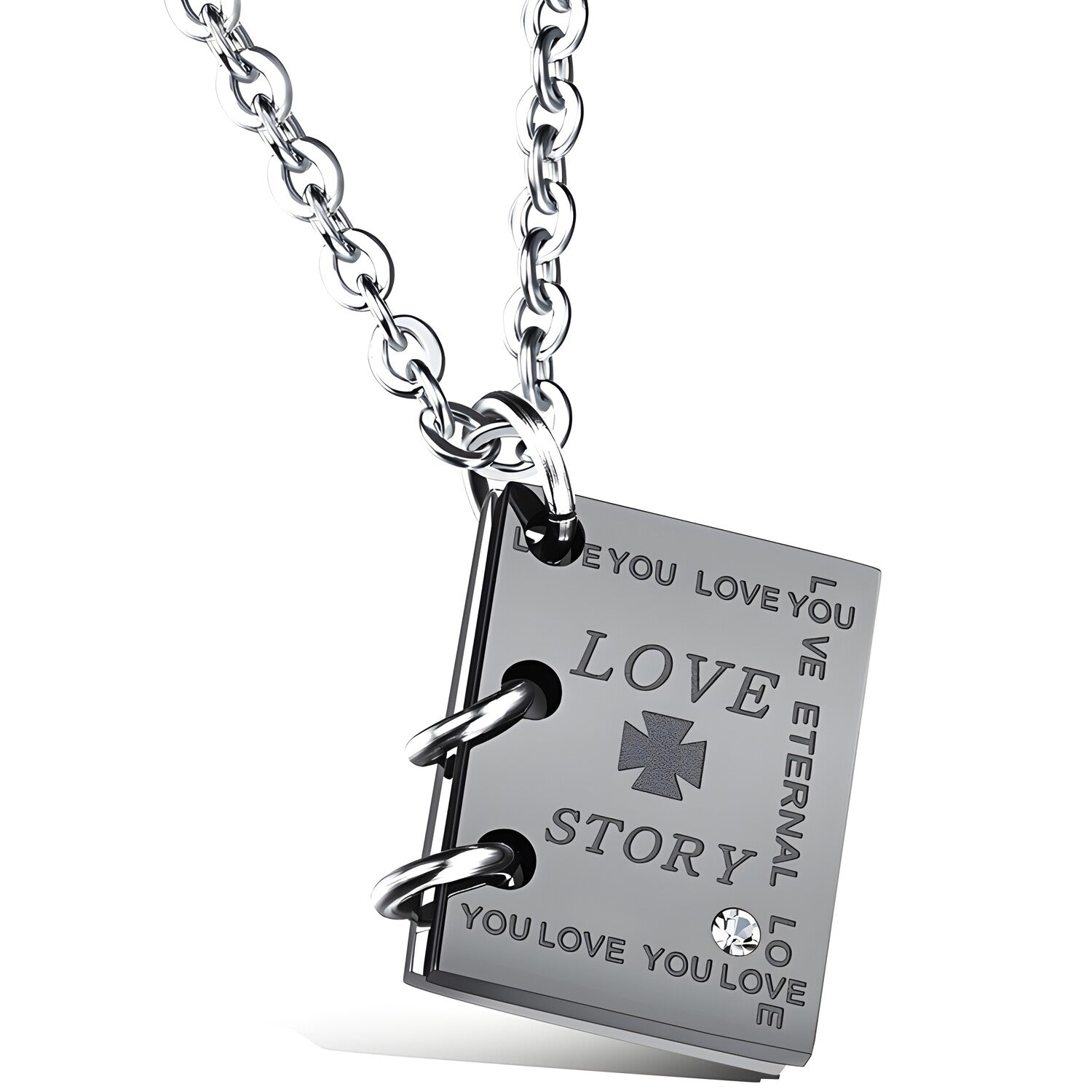 Ogrlica Love Story - Srebrna / Crna KP21664