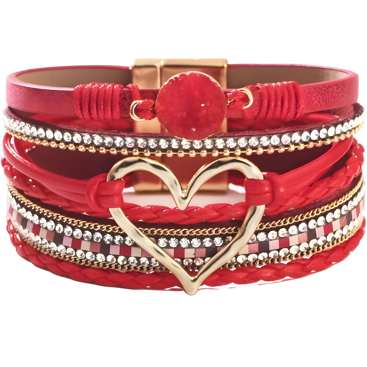Narukvica AG-38808 Heart - Crvena / Zlatna KP38808