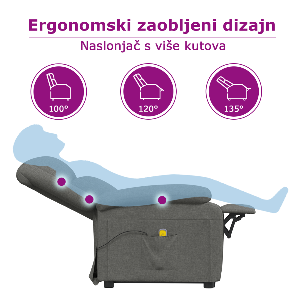 Masažna fotelja od tkanine tamnozelena