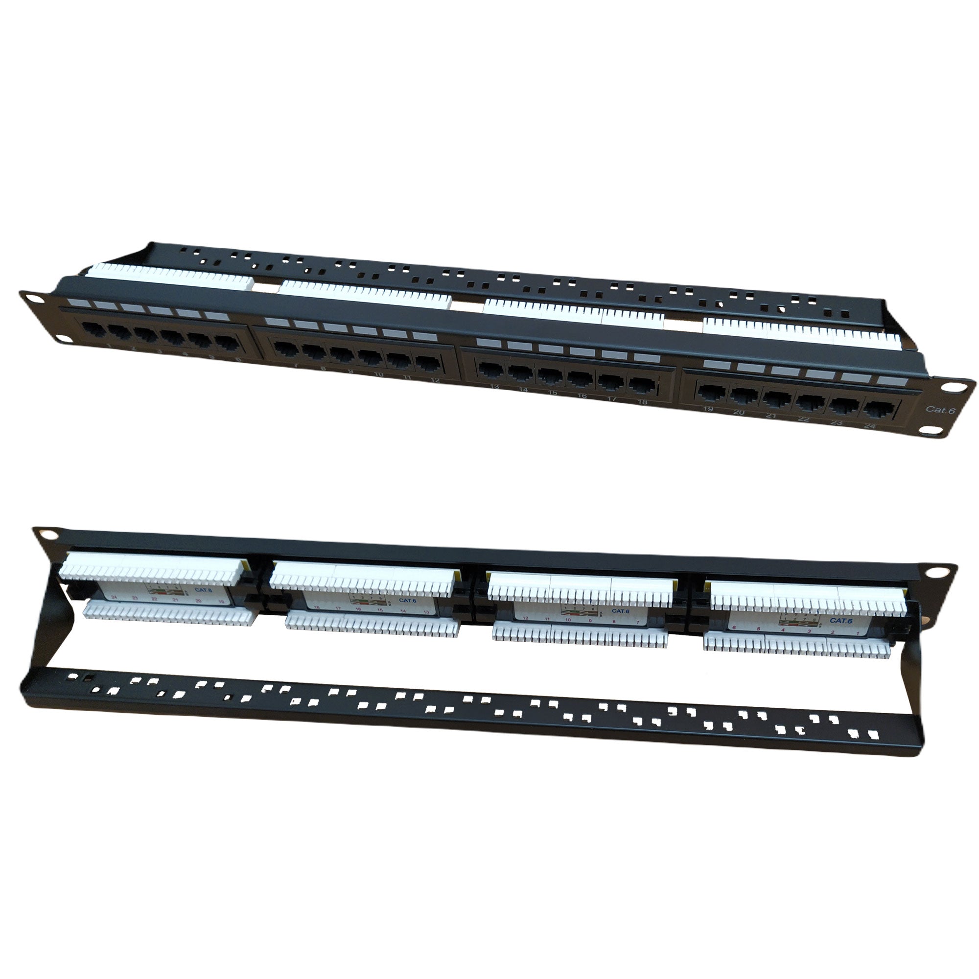 Patch panel 24port 1U 19" Cat6 UTP/str. nosać