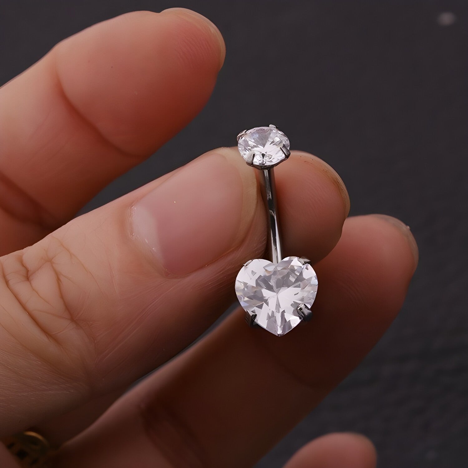 Piercing naušnica LI-23610 - Srebrna / Srce KP23610