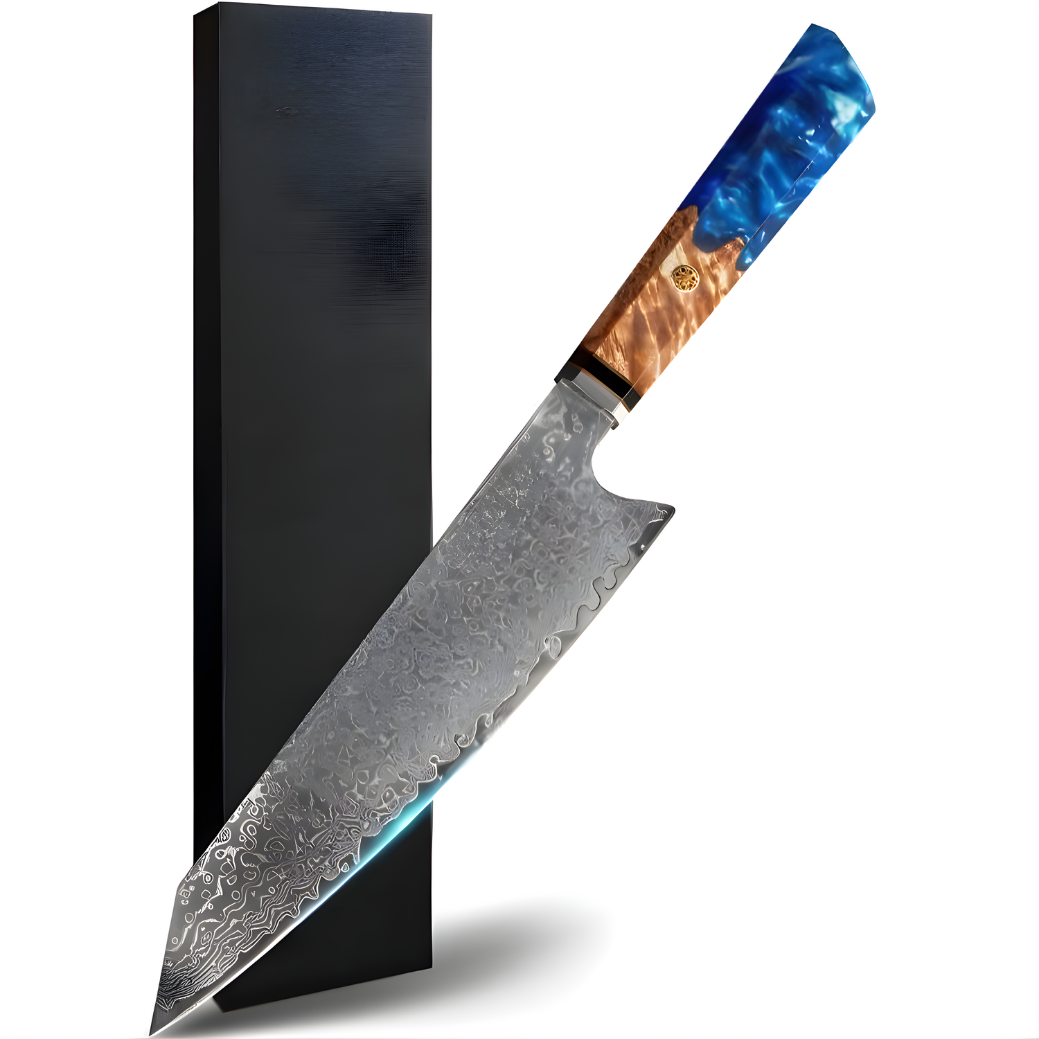 Damastni kuhinjski nož SA - 40123 - Kiritsuke / Smeđa / Plava KP40123