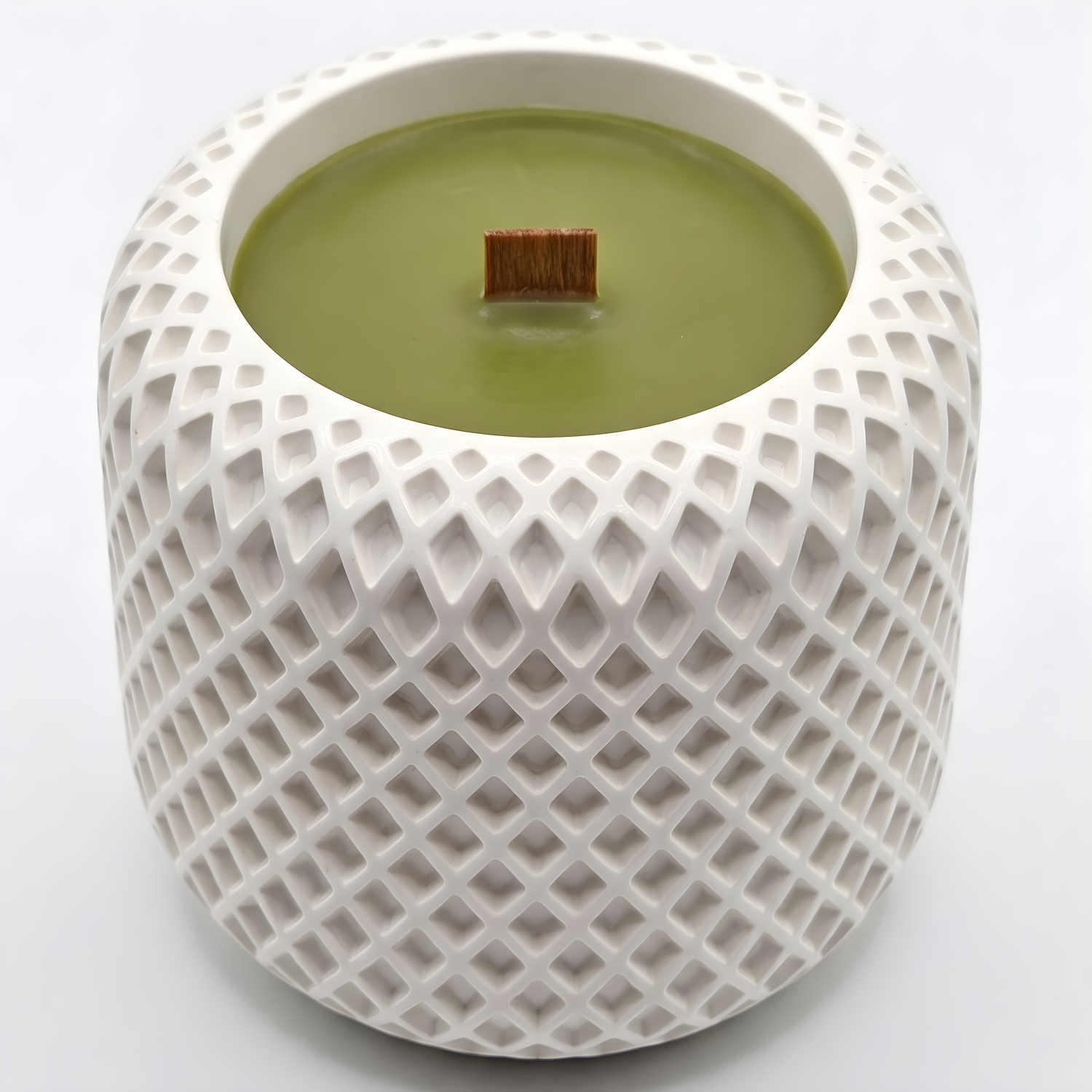 Svijeća Mozaik - Bijela / Maslinasto Zelena / Green Leaf KP40282