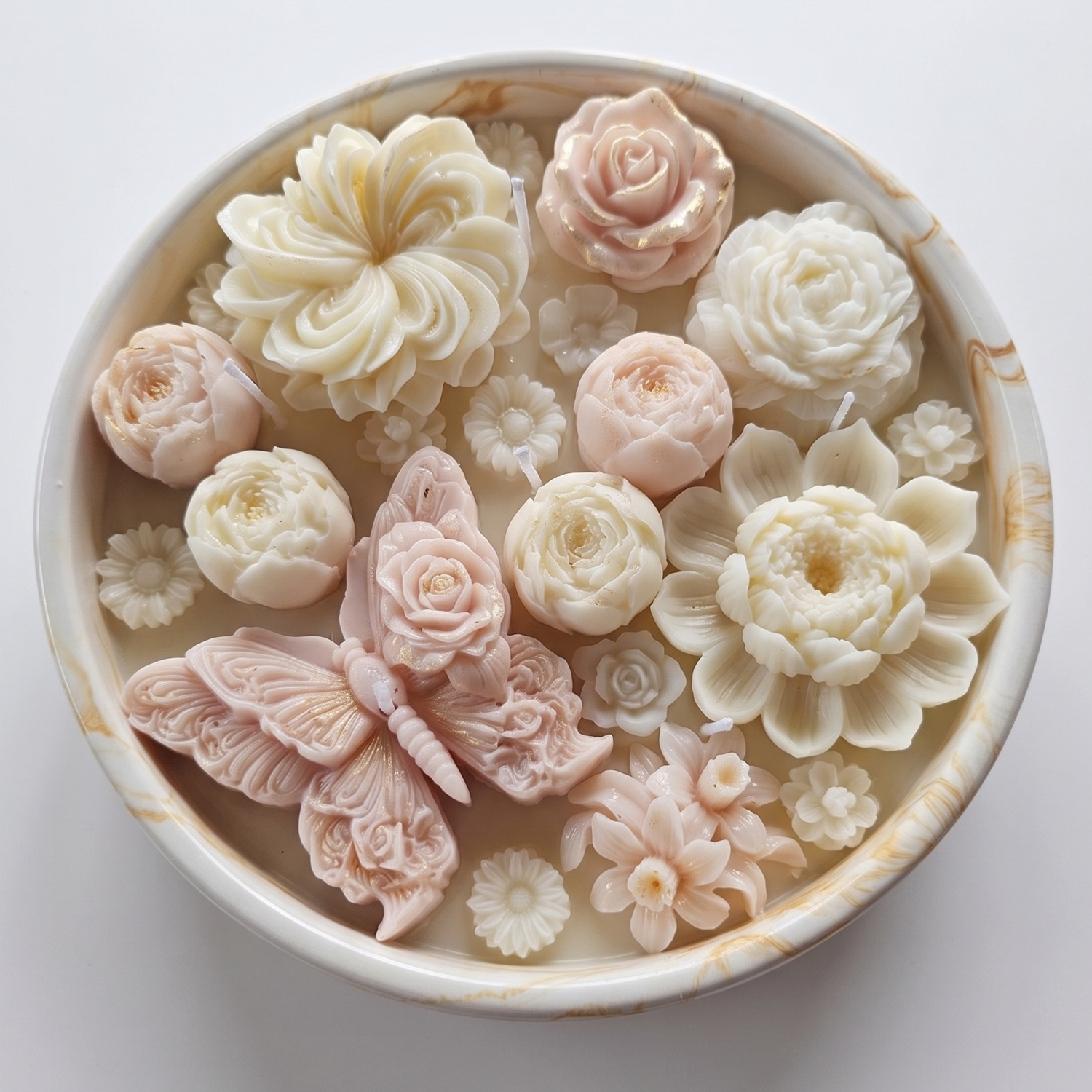 Svijeća Vrt - Bijela / Zlatna / Med, Mlijeko KP40887