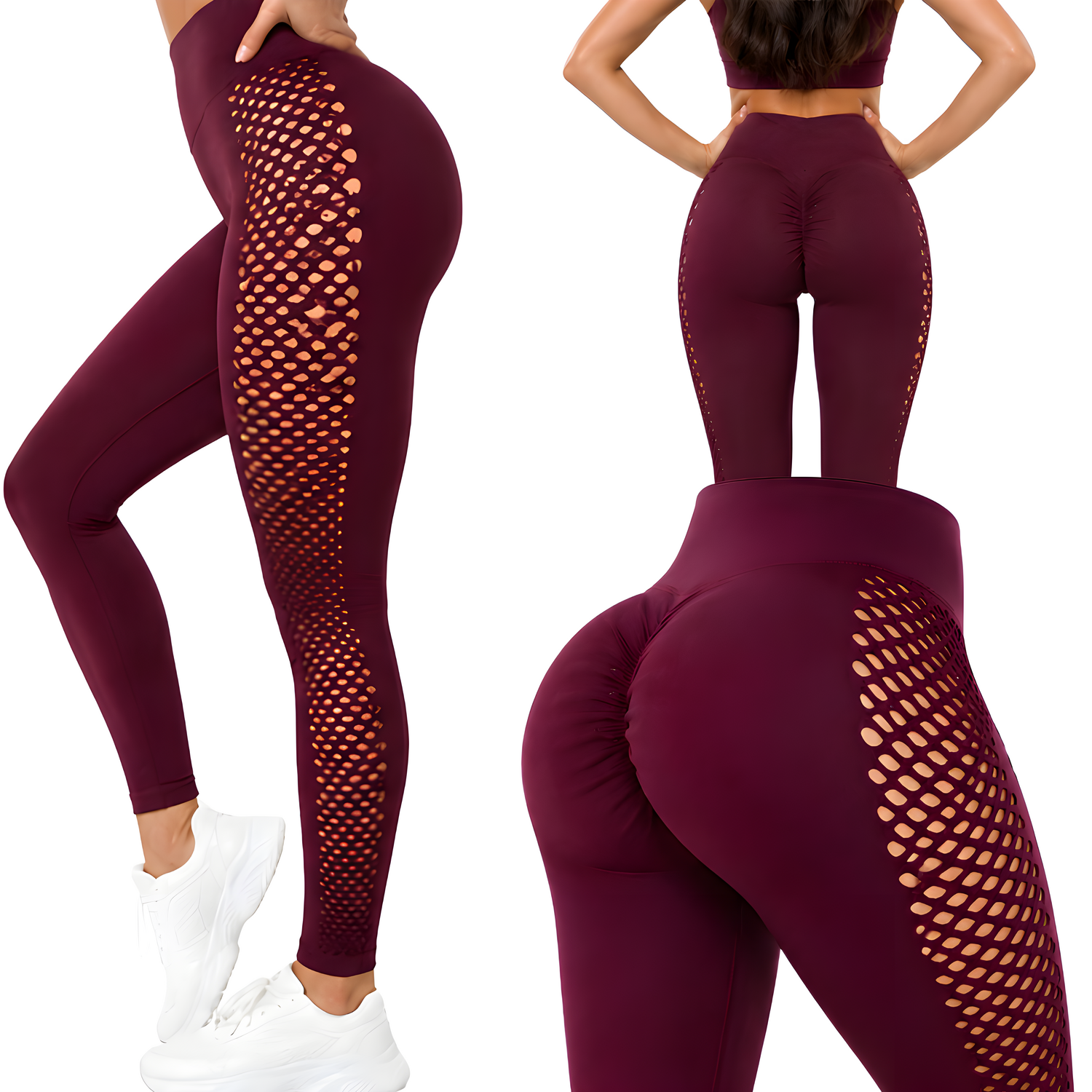 Ženske sportske Push Up tajice ZR - 40897 - Bordo / S / M KP40897
