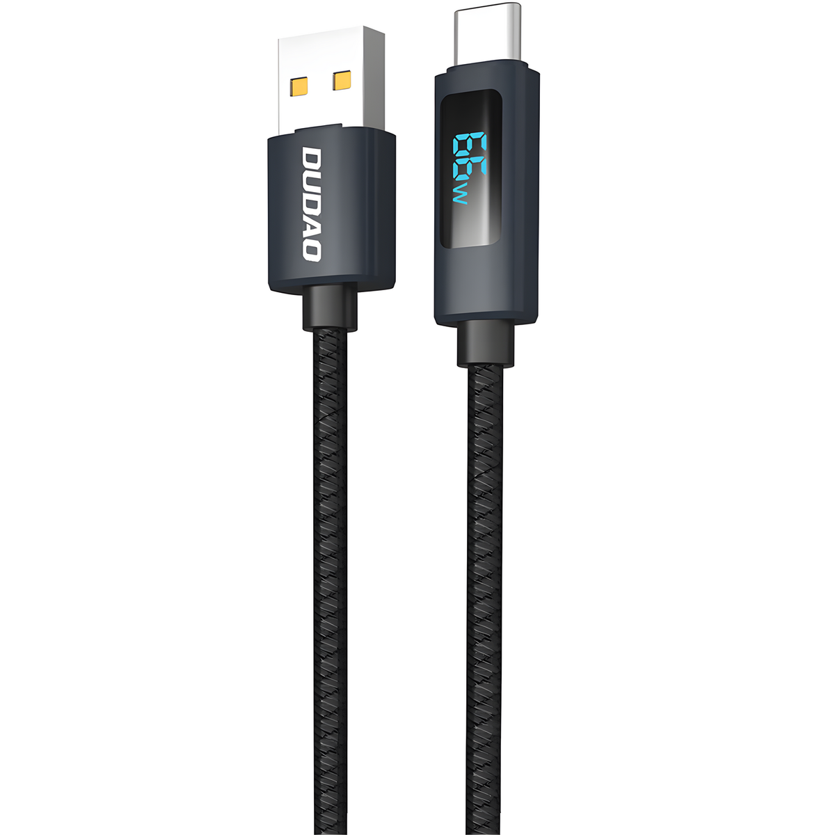 Kabel za punjenje Dudao L7T USB - A / USB - C 66W s LED zaslonom 1m - Crna KP41409