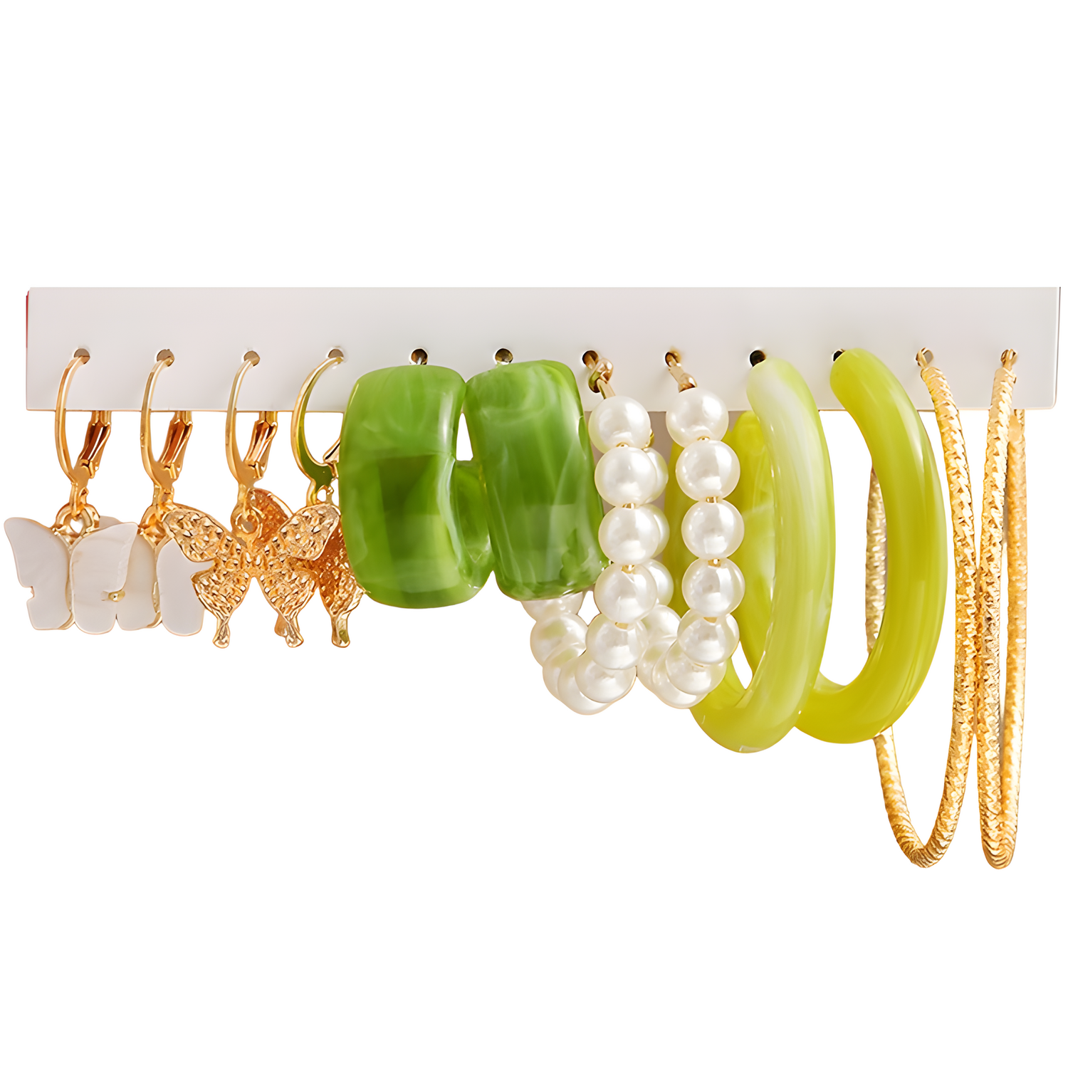 Set naušnica MA-27516 - Zlatna / Zelena KP27516