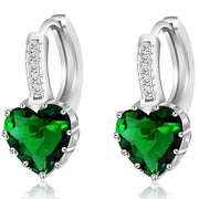 Naušnice Silver Heart - Zelena KP21152