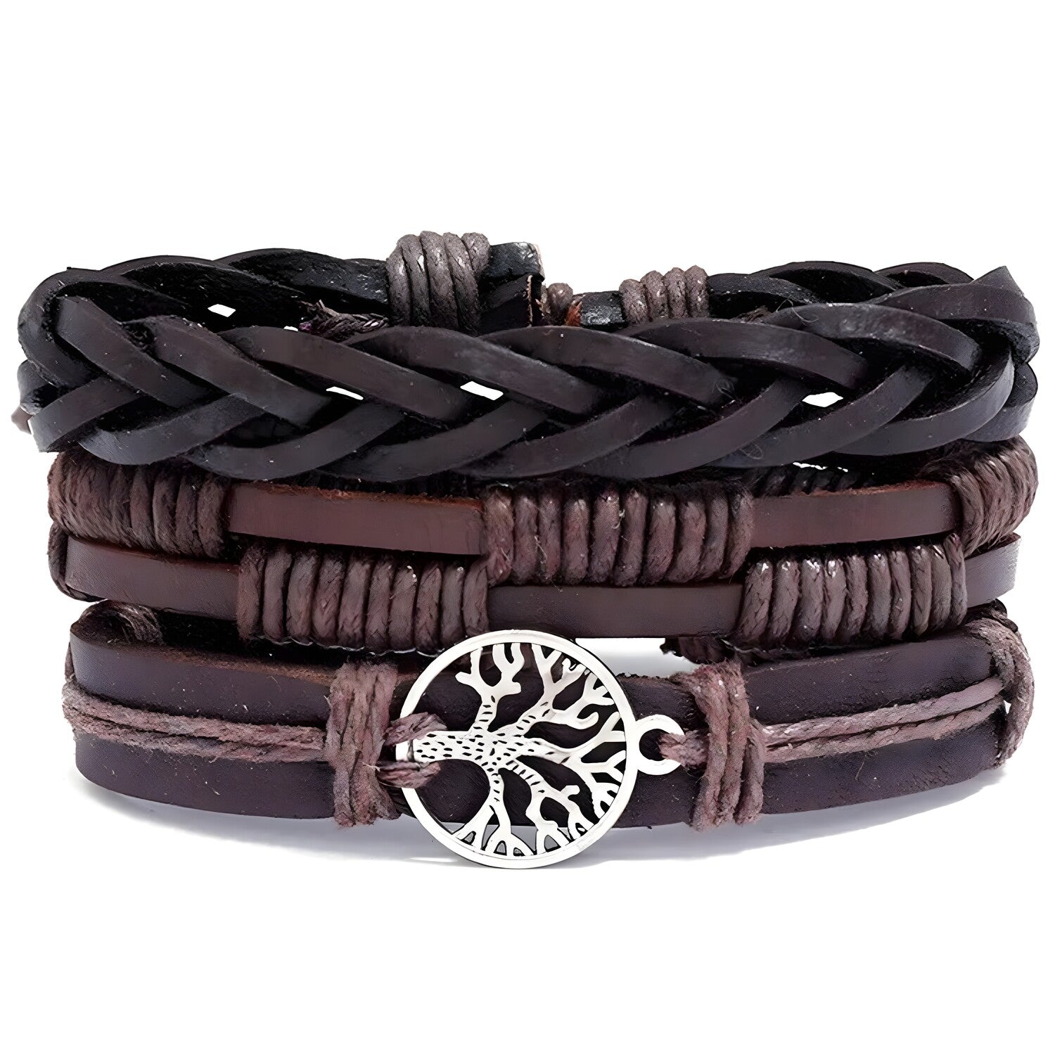Muške narukvice Silver Tree of Life - Smeđa KP33251