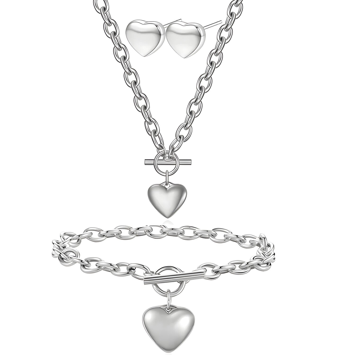 Set Simple Heart - Srebrna KP34205