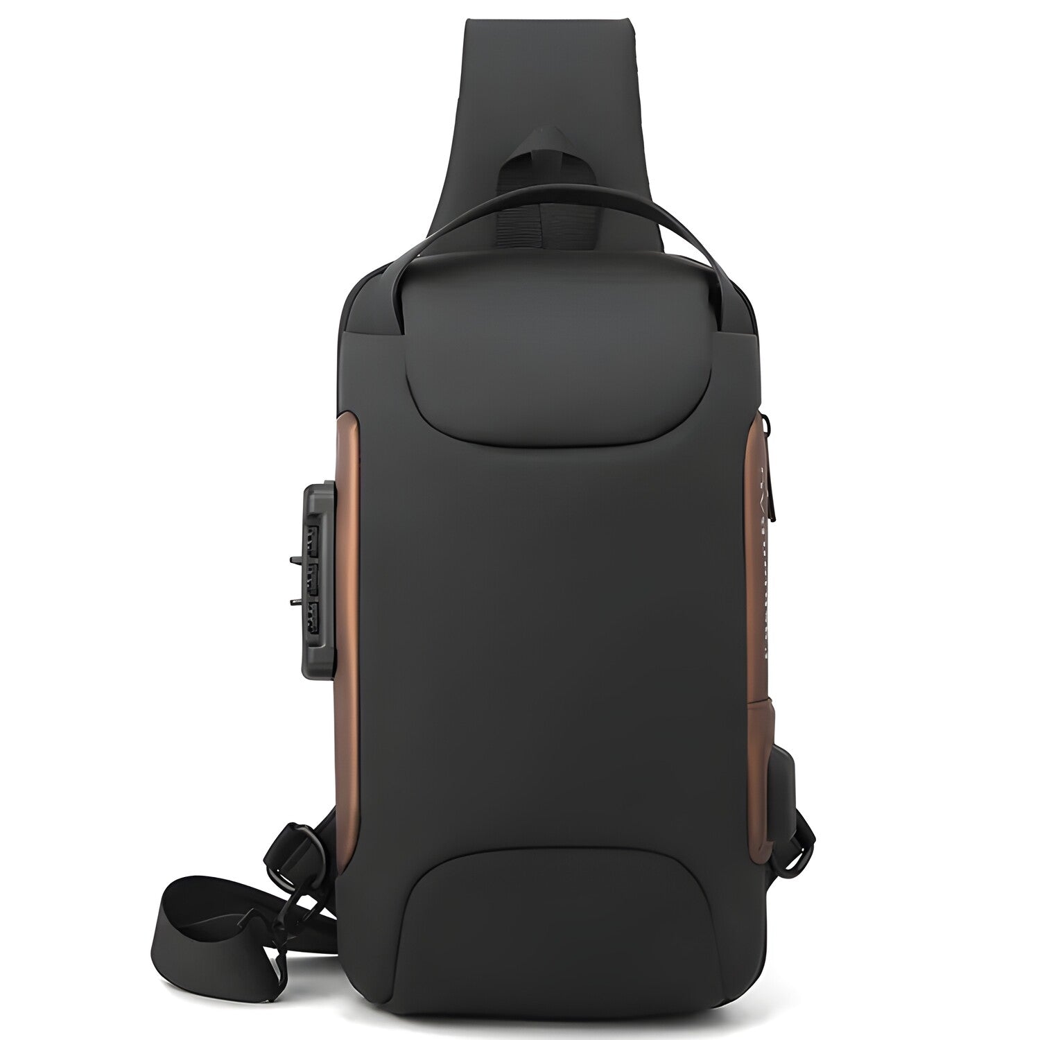 Torba preko ramena s USB punjenjem protiv krađe TO-25611 - Crna / Smeđa KP25611