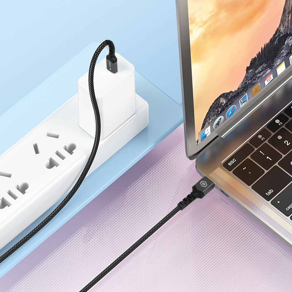 BLAVEC RAPTOR OPLETENI KABEL - TYPE- C NA LIGHTNING - PD 20W 2.4A 0.25 m crno-sivi