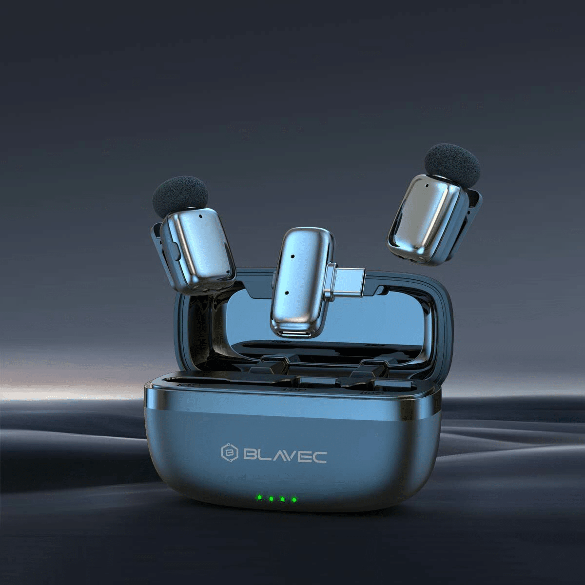 Blavec bežični Lavalier mikrofoni x 2 ClipGo Type-C + dodatna zaštita od vjetra - srebrni