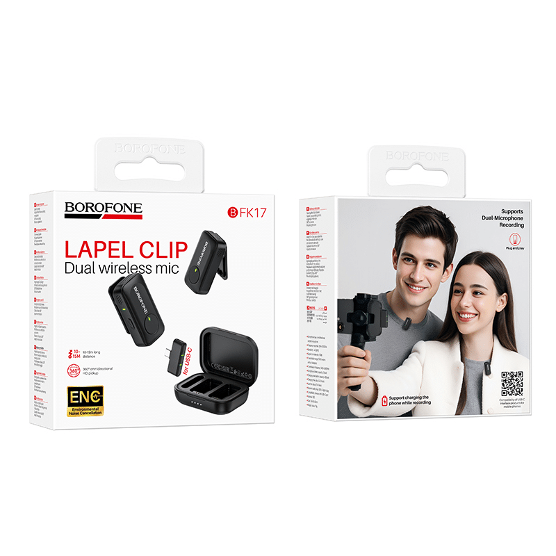 Borofone Lavalier bežični mikrofon BFK17 Lemai Type C crni - 2 komada