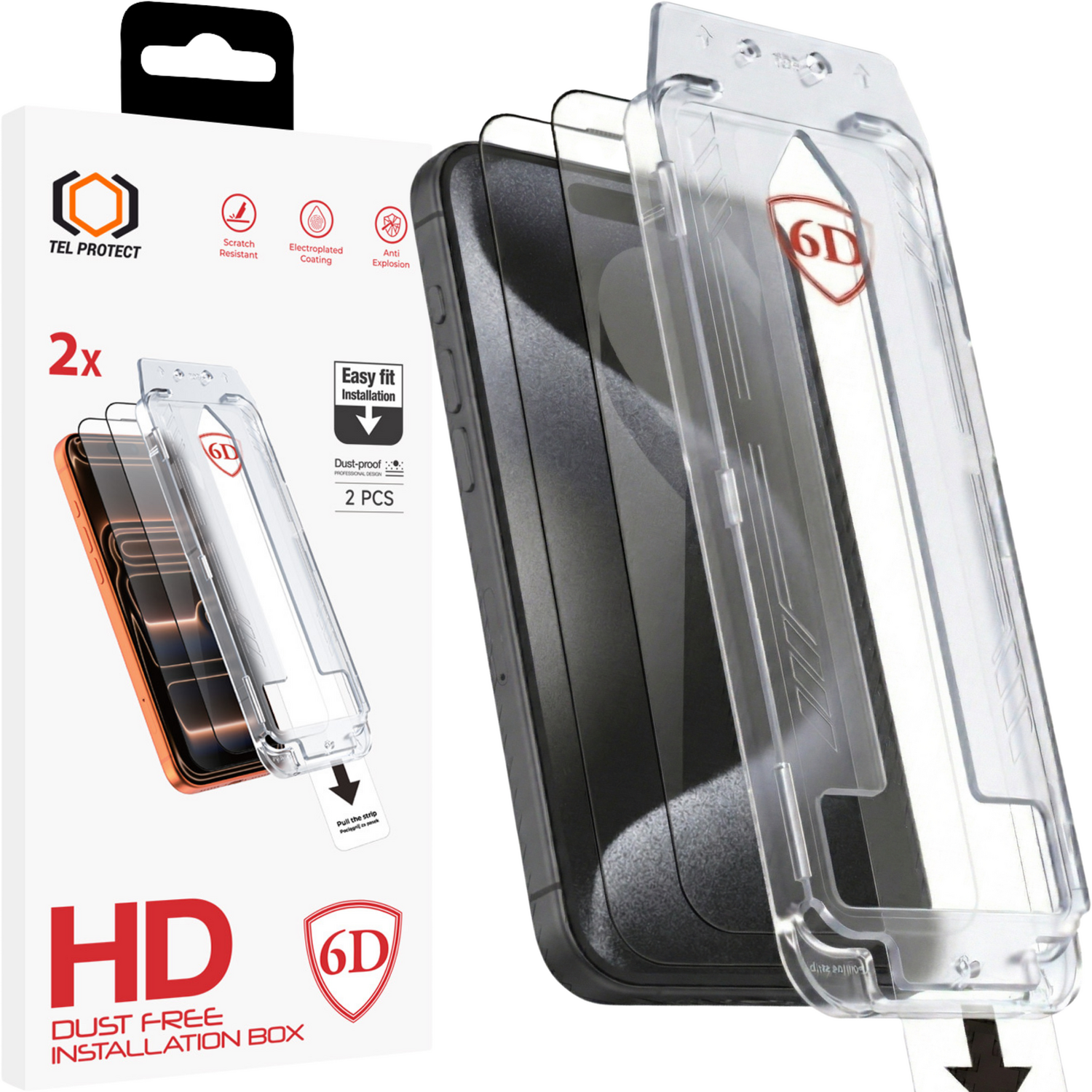 Tel Protect Dust-Free Easy Fit Full Glue 6D kaljeno staklo za Samsung Galaxy S25 crno (s otključavanjem otiskom prsta) - 2 kom.