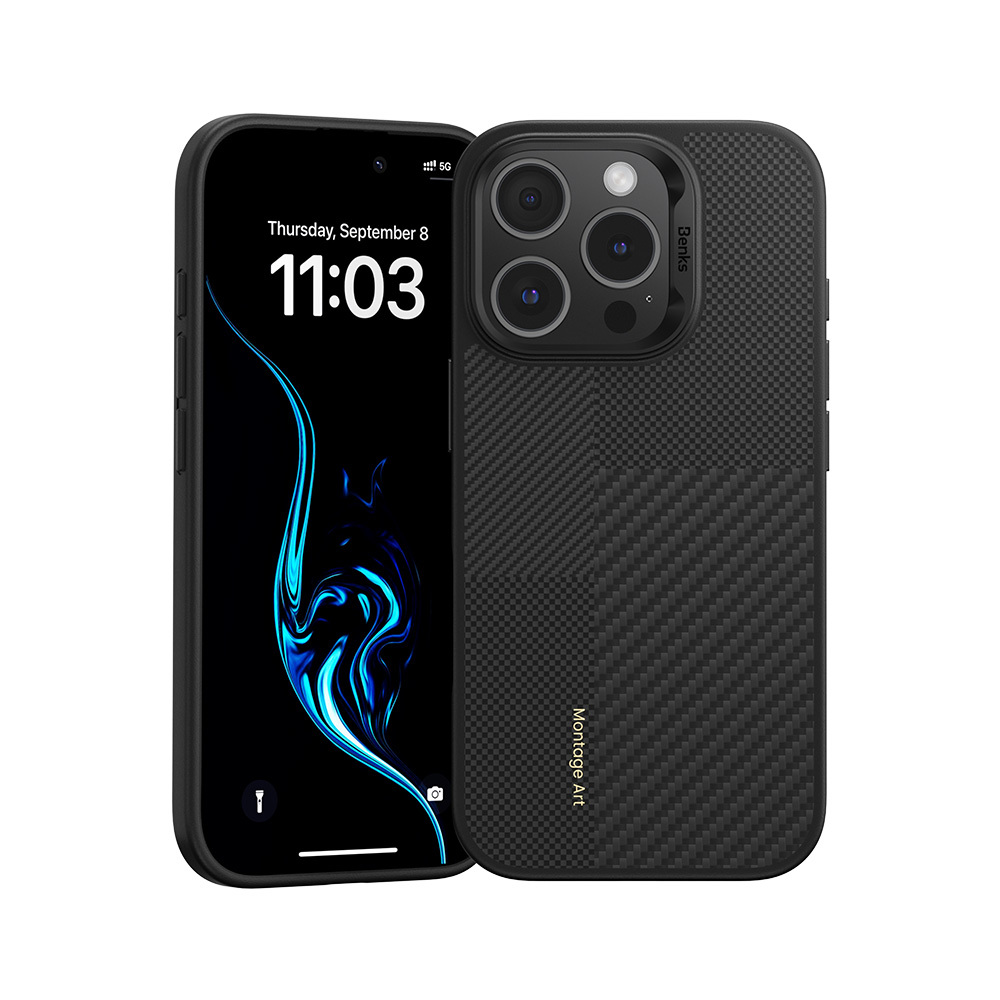 Benks Montage Magnetic Armor Pro Kevlar maska ​​s metalnim okvirom za iPhone 16 Pro crna