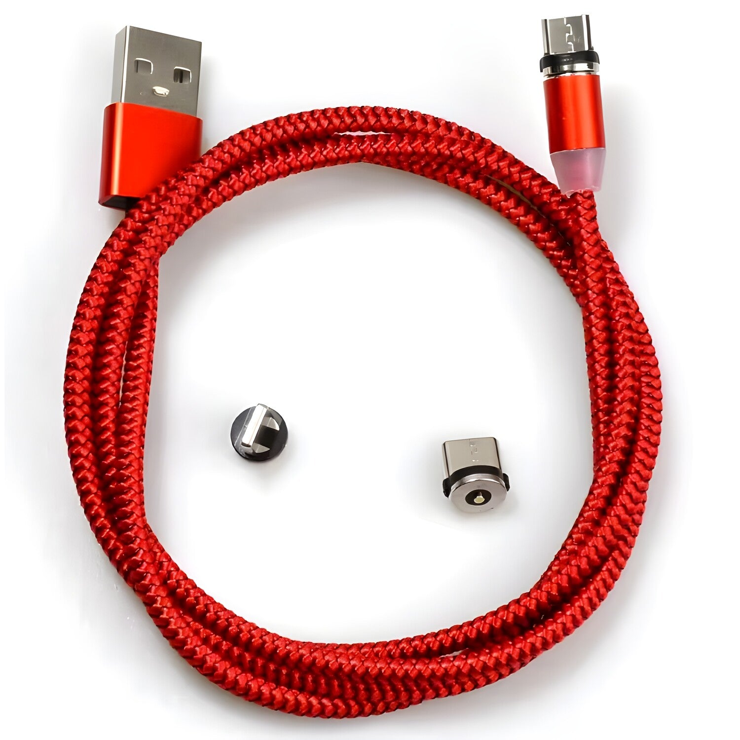 USB punjački kabel 3u1 s magnetskim konektorima - Crvena KP30704
