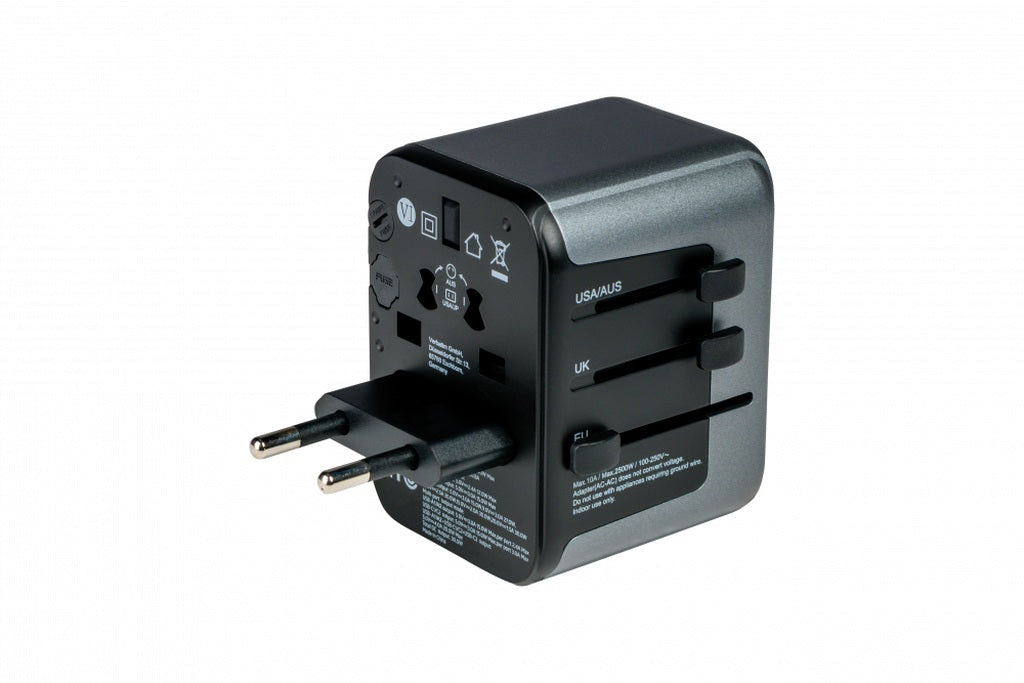 Adapter Verbatim UTA-03 #49545 univerzalni putni USB-C PD & QC, 2 USB-C, 2 USB-A ports