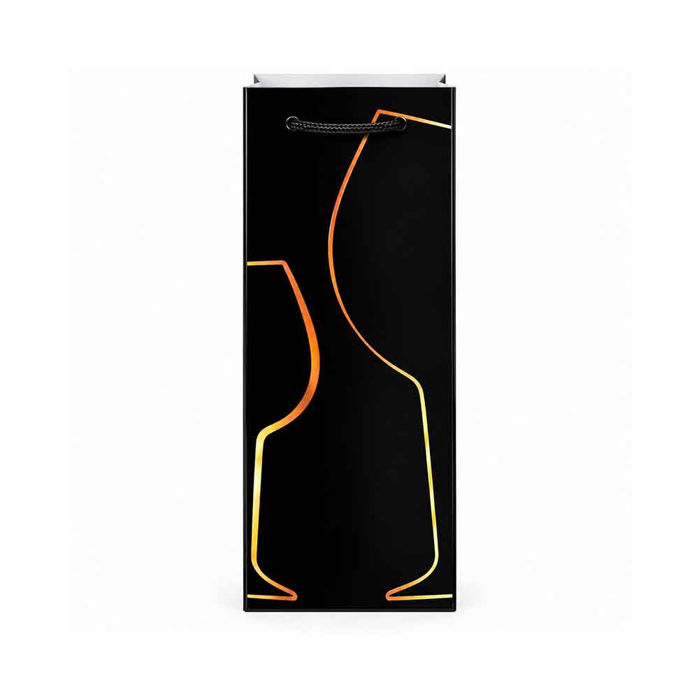 Poklon vrećica za bocu vina Black Elegant 35 × 12 × 9 cm - Model 01