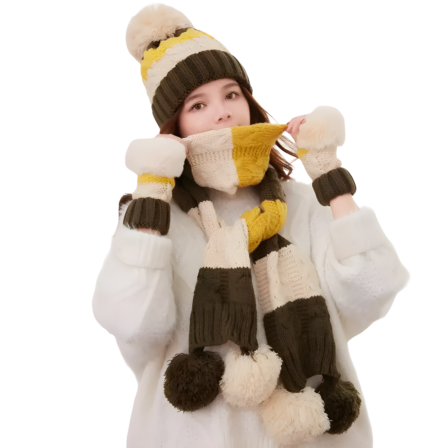 Zimski pleteni set - Zelena KP21599