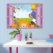 Naljepnica za zid / Tapeta Životinje na prozoru KP16644