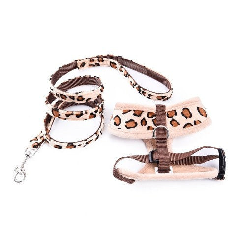 Podesiva oprsnica s vodilicom za pse s leopard uzorkom